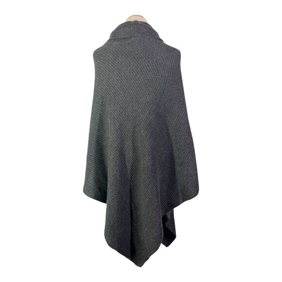 Soft Surroundings One Size Ribbed Knit Poncho Grey Open Sides - Picture 6 of 8